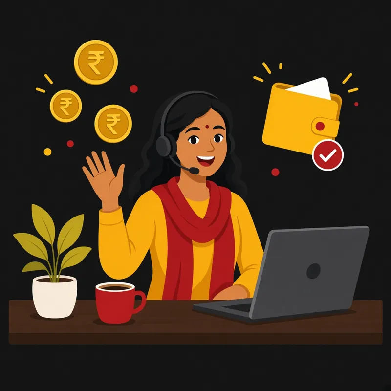 Listener with a headset earning from home